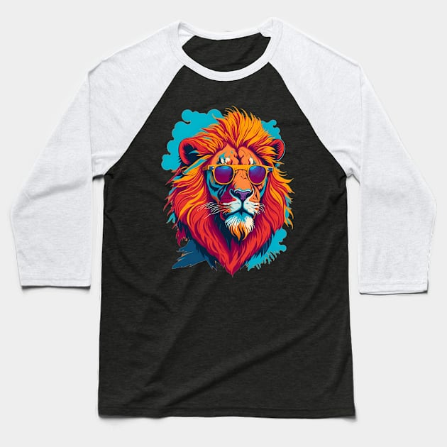 Cool Lion Art Baseball T-Shirt by VisionDesigner